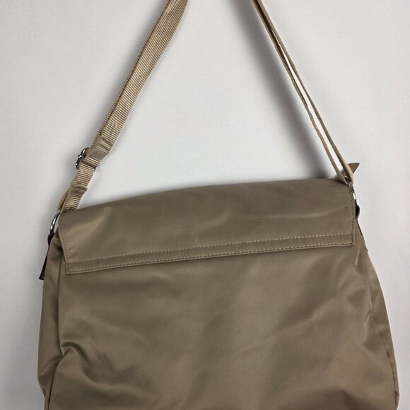 Dana Buchman Champagne Brown Messenger Bag with Metallic Pebbled Accents - Picture 3 of 13